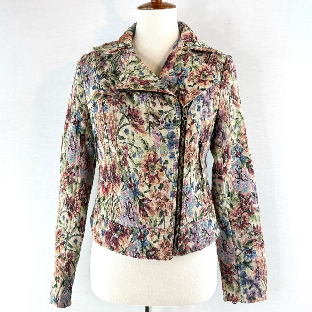 Free People Floral Tapestry Moto Jacket